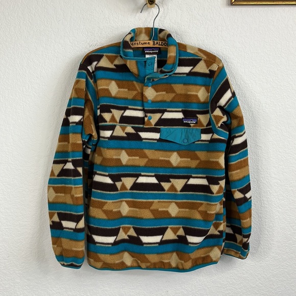 Patagonia Synchilla Common Threads Fleece Aztec Pop Over - Picture 1 of 7